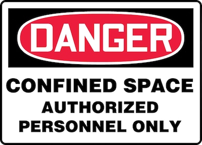 Accuform Safety Sign, DANGER CONFINED SPACE AUTHORIZED PERSONNEL ONLY, 7 x 10, Aluminum (MCSP140VA