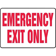 Accuform Safety Sign, Emergency Exit Only, 10 X 14, Adhesive Vinyl (MEXT918VS)