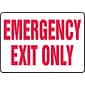Accuform Safety Sign, Emergency Exit Only, 10" X 14", Adhesive Vinyl (MEXT918VS)