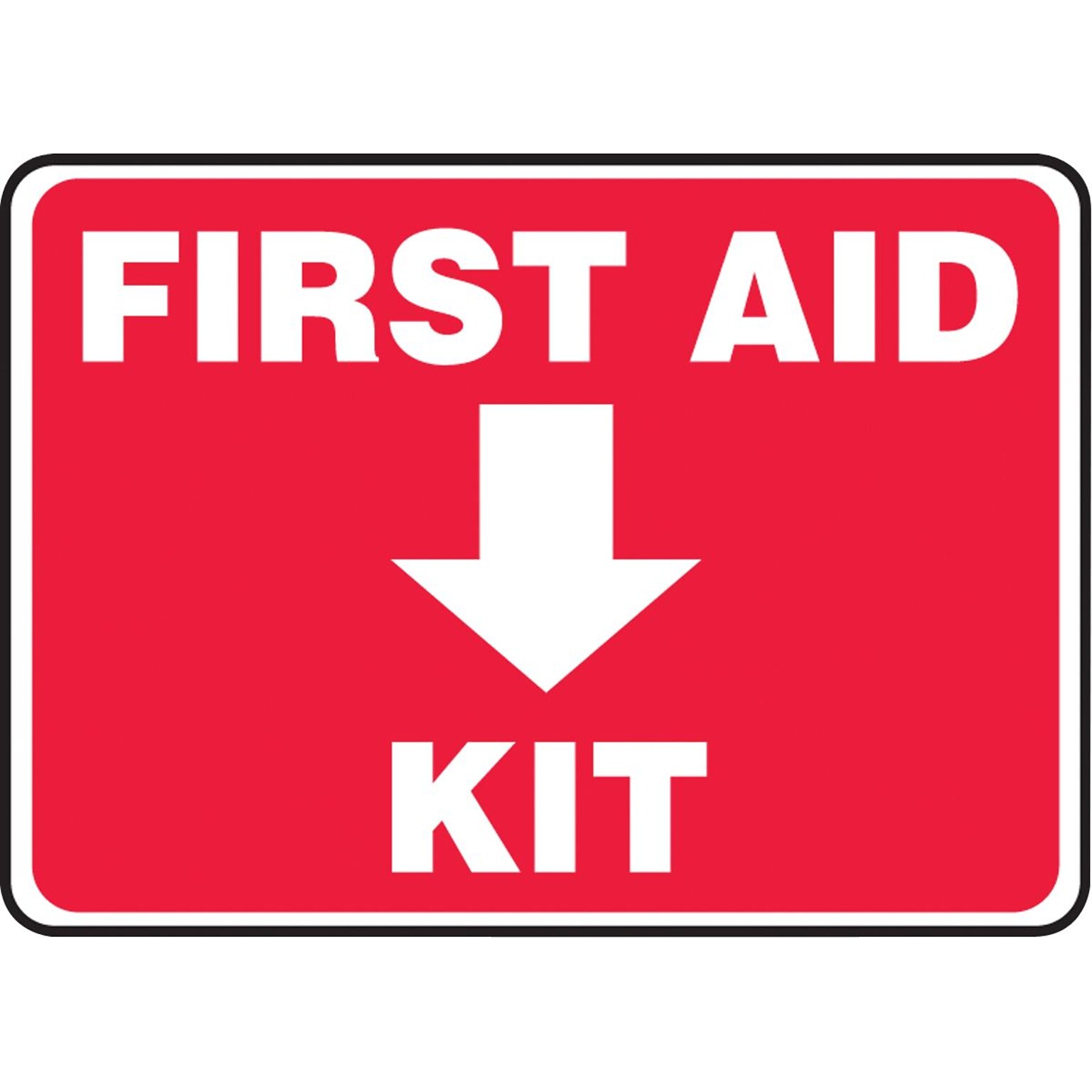 Accuform Signs® Safety Sign, First Aid Kit, 10 X 14, Adhesive Vinyl, Ea