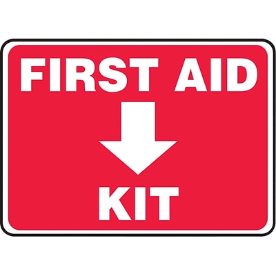 Accuform Signs® Safety Sign, First Aid Kit, 7 X 10, Adhesive Vinyl, Ea