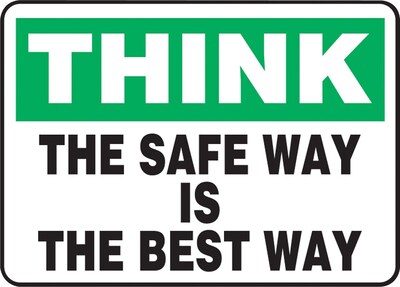 Accuform Safety Sign, Think, 7 X 10, Adhesive Vinyl (MGNF983VS)