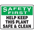 Accuform Safety Sign, Safety First, 7 X 10, Adhesive Vinyl (MHSK939VS)