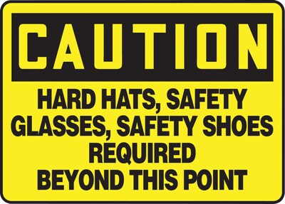 Accuform Safety Sign, Caution, 7 X 10, Adhesive Vinyl (MPPE441VS)