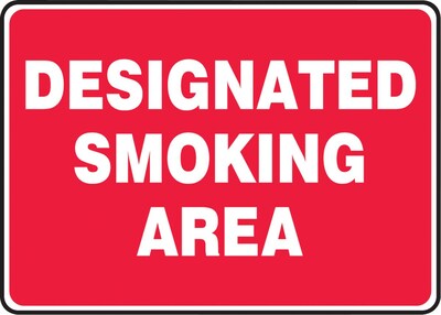 Accuform Safety Sign, Designated Smoking Area, 7 X 10, Adhesive Vinyl (MSMK404VS)