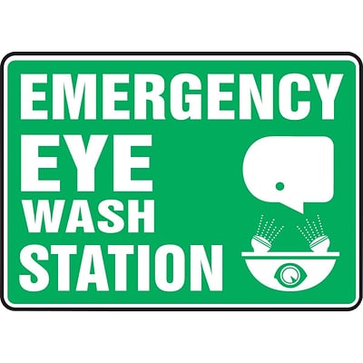 Accuform Signs® Safety Sign, Emergency Eye Wash Station, 10 X 14, Adhesive Vinyl, Ea