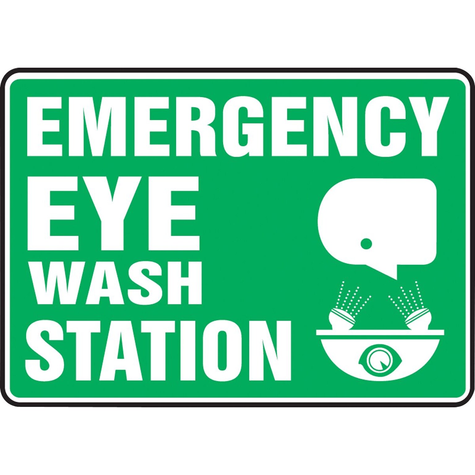 Accuform Safety Sign, Emergency Eye Wash Station, 10 X 14, Adhesive Vinyl (MFSD544VS)