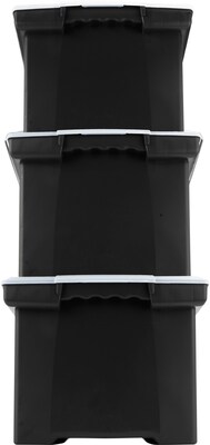 Storex Storage Plastic File Tote with Comfort Grips, Letter/Legal Size, Black/Clear (61528U01C)