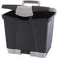 Storex Portable Plastic File Box with Bottom Drawer, Black (61513U01C)