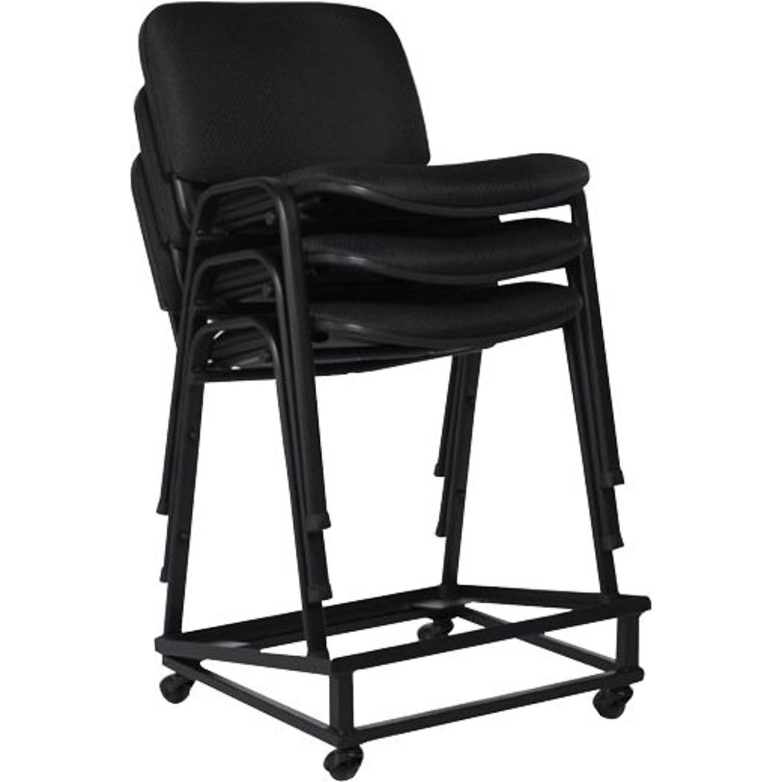 Offices To Go Armless Fabric Stack Chair, Black, 2/CT (OTG11704-QL10)