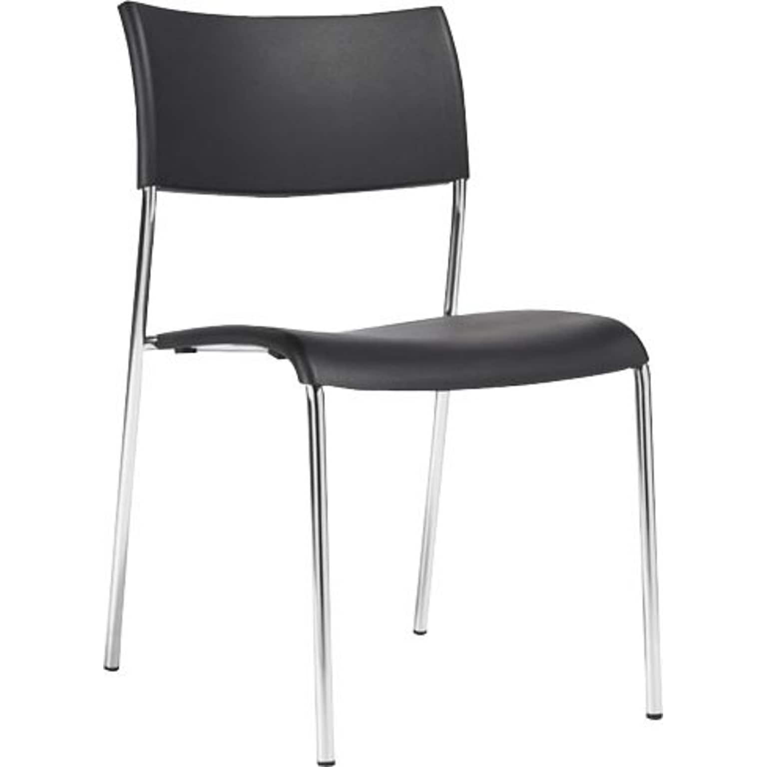 Offices To Go® Armless Stack Chair, Plastic, Black, Seat: 16.5Wx16D, Back: 17.5Wx14.5H, 4/CT