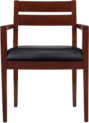 Offices To Go® Wood Guest Chair, Luxhide, Black/Cordovan Finish, Seat: 22Wx18.5D, Back: 19Wx14H