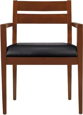 Offices To Go® Luxhide Wood Guest Chair, Black/Toffee (OTG11820BTH)