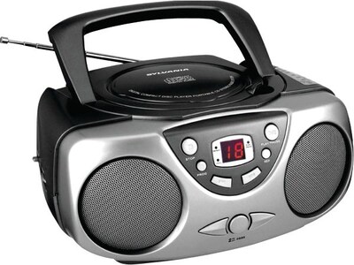 Sylvania CURSRCD243M Portable CD Radio Boom Box, Black