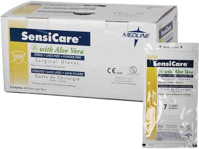 SensiCare Aloe Powder Free White Surgical Gloves, 7, 25/Box (MSG1070Z)