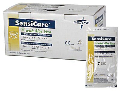 SensiCare Aloe Powder Free White Surgical Gloves, 6.5, 25/Box (MSG1065Z)