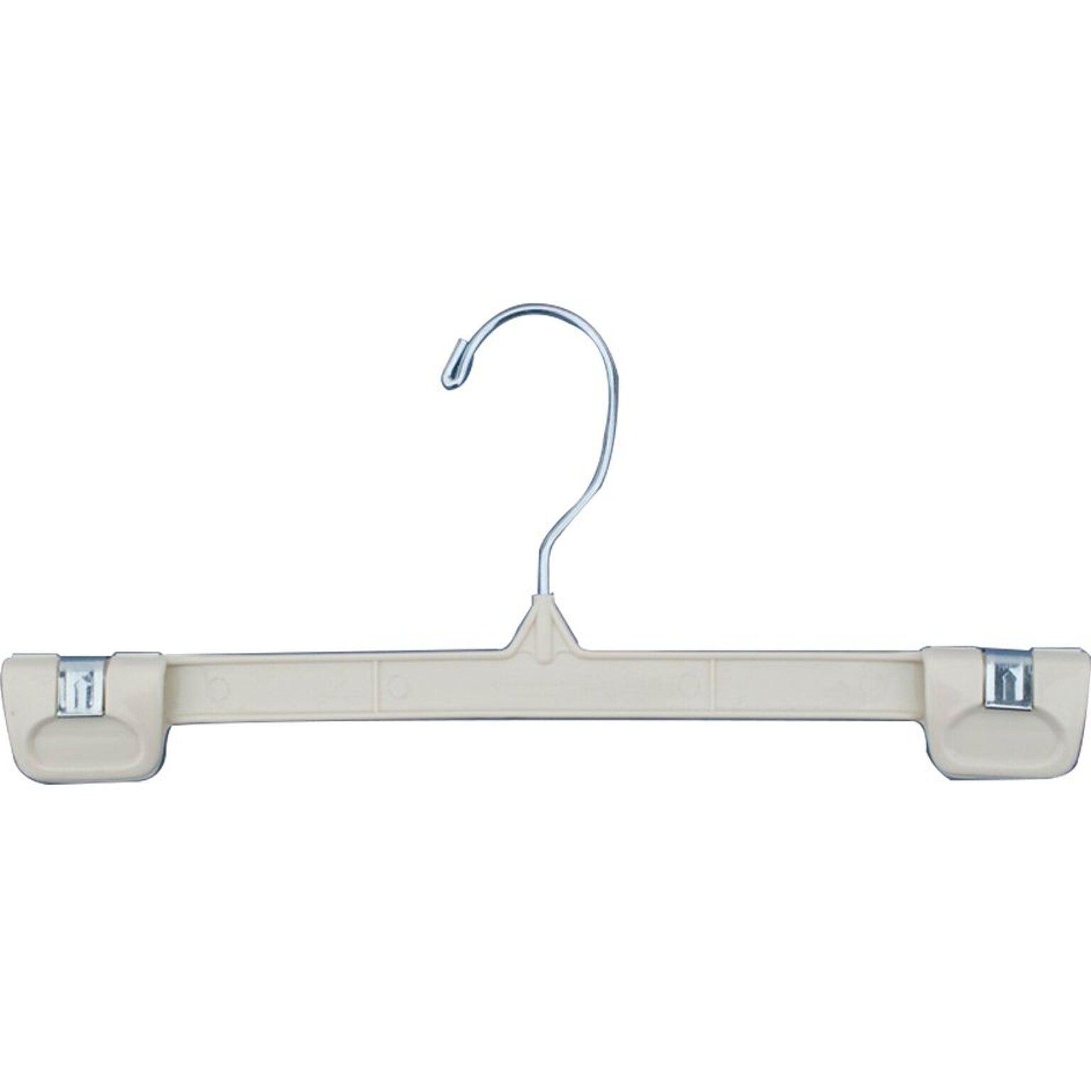 NAHANCO 12 Plastic Snap Grip Skirt/Slack Hanger, Chrome Hook, Ivory (1686/12)