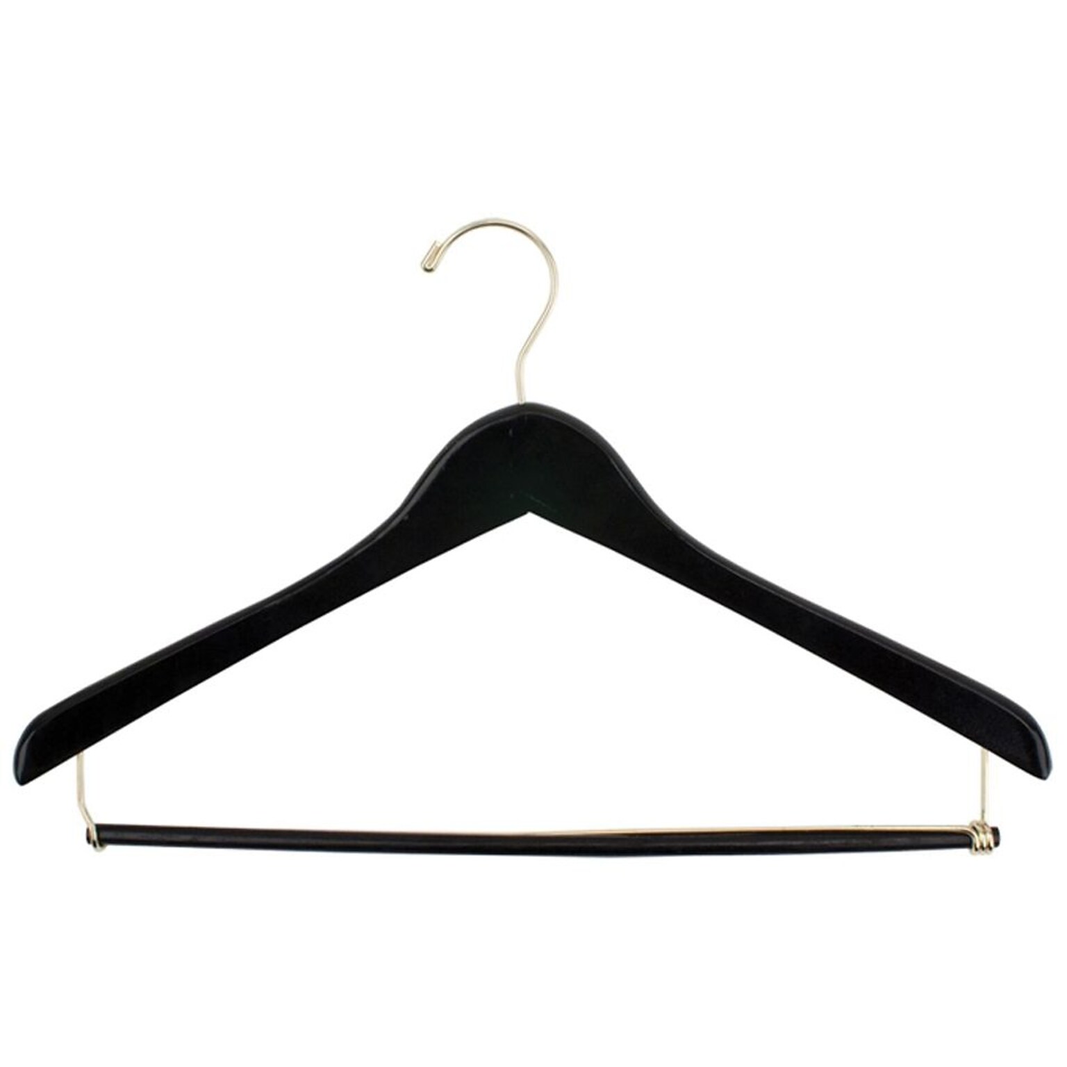 NAHANCO 17 Wood Concave Suit Hanger, Gold Hook, Black, 100/Box (72-17)