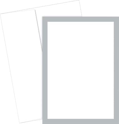 Great Papers® Metallic Silver Border Flat Card Invitation and Envelopes, 20/Pack