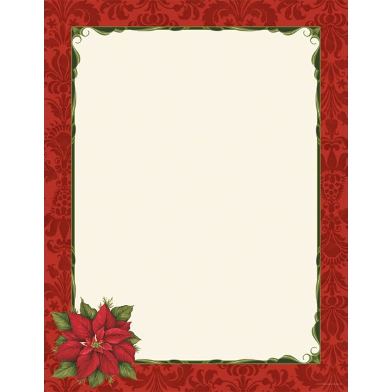 Great Papers® Holiday Stationery Poinsettia Damask, 80/Count (2011870)
