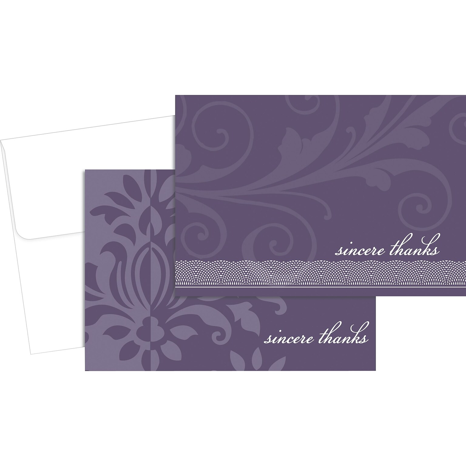 Great Papers Amethyst Flourish Matte Personal Thank You Notecards, Purple, 24/Pack (2013273)
