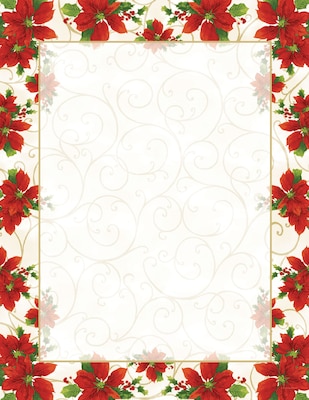 Great Papers® Holiday Stationery Poinsettia Swirl Letterhead, 80/Count (2014076)