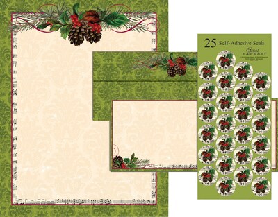 Great Papers® Holiday Stationery Kit Pine Cone Garland, 25/Count