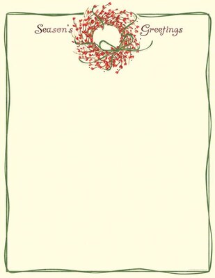 Great Papers® Seasons Greetings Wreath Letterhead; 80/Pack