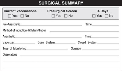 Medical Arts Press® Veterinary Surgical Summary & Blood Analysis Labels, Surgical Summary, White, 2-1/2x4, 100 Labels