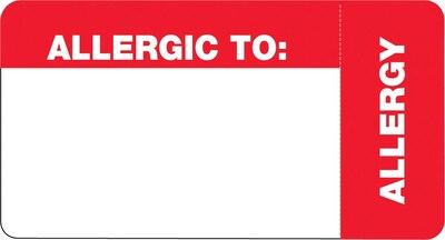 Medical Arts Press® Wrap-Around Medical Labels, Allergic To:, Red and White, 1-3/4x3-1/4, 500 Label
