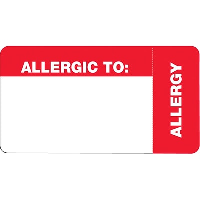 Medical Arts Press® Wrap-Around Medical Labels, Allergic To:, Red and White, 1-3/4x3-1/4, 500 Labels
