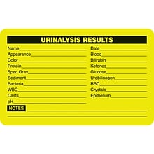 Medical Laboratory Labels, Urinalysis Results, Chartreuse, 2-1/2x4, 100 Labels