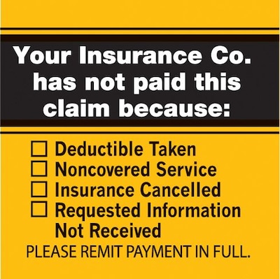 Medical Arts Press® Insurance Carrier Collection Labels, Insurance Not Paid Checklist, 1-1/2x1-1/2, 500 Labels