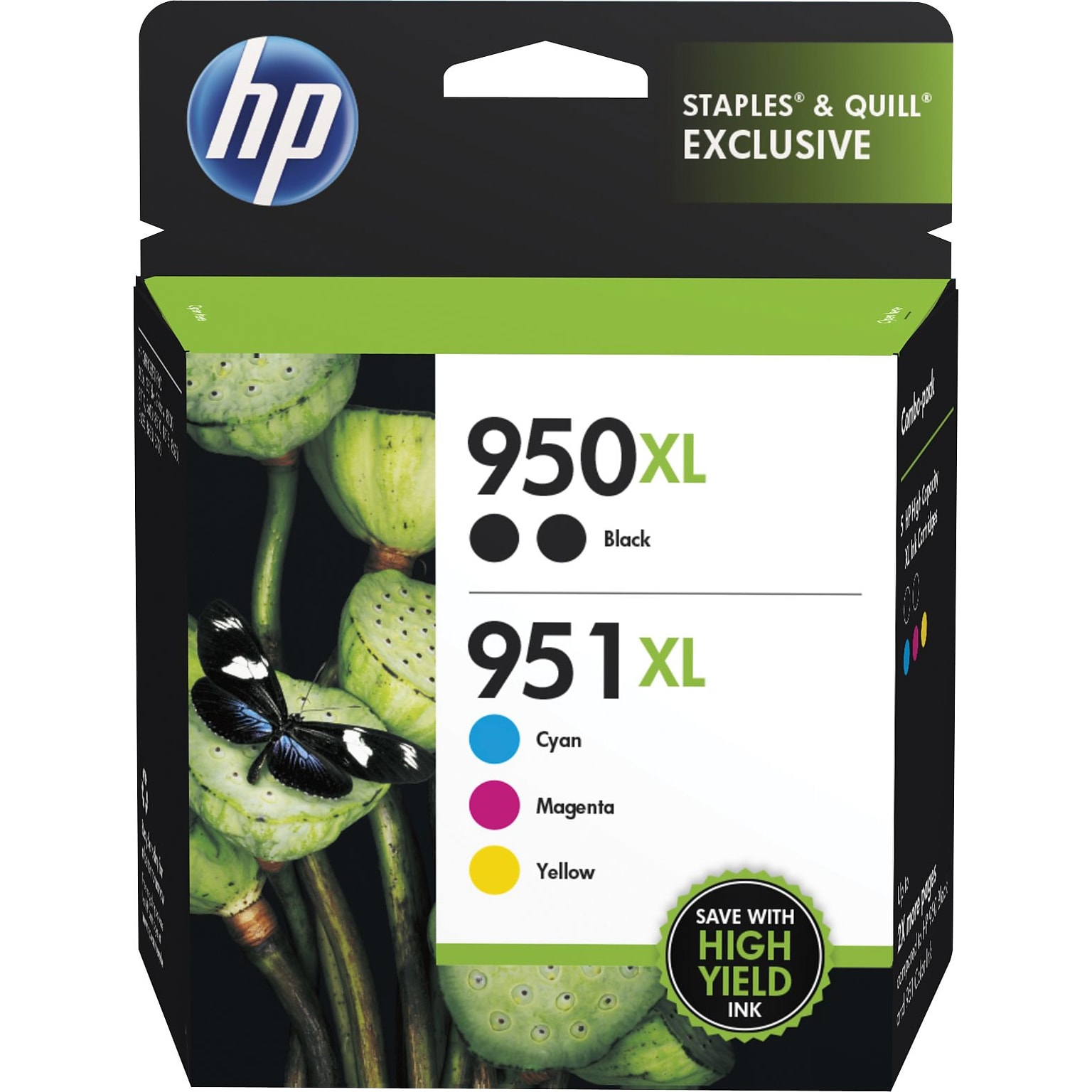 HP 950XL/951XL Black/Cyan/Magenta/Yellow High Yield Ink Cartridge, 5/Pack (F6V12FN#140)