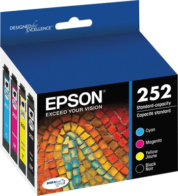 Epson T252 Black/Cyan/Magenta/Yellow Standard Yield Ink Cartridge, 4/Pack (T252120-BCS)