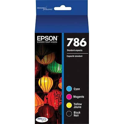 Epson T786 Black/Cyan/Magenta/Yellow Standard Yield Ink Cartridge, 4/Pack (T786120-BCS)