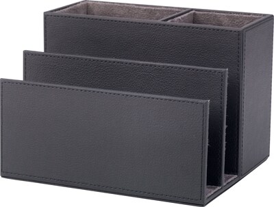 Quill Brand® All In One Desk Organizer, Faux Leather, Black