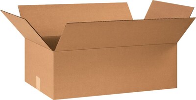 24Lx14Wx8H(D) Single-Wall Flat Corrugated Boxes; Brown, 20 Boxes/Bundle