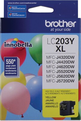 Brother LC203 Black, Cyan, Magenta, Yellow High Yield Ink, 4/Pack