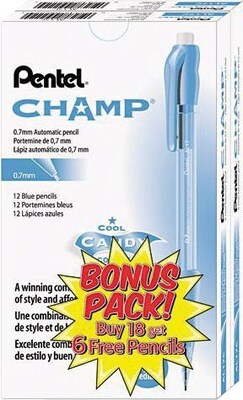 Pentel Champ Mechanical Pencil, 0.7mm, #2 Medium Lead, 2 Dozen (AL17CSW-US)