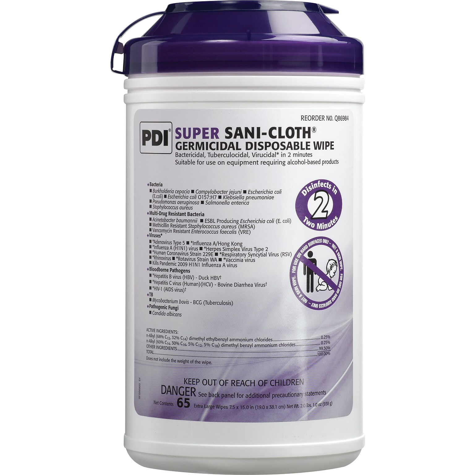 PDI® Super Sani-Cloth® Disposable Wipes X-Large, 65-Count (Q86984)