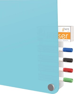 Ghent® Harmony Magnetic Glass Markerboard With Round Corner, Blue, 2' x 3' (HMYRM23BE)