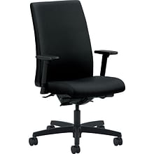 HON Ignition Mid-Back Task Chair with Adjustable Arms with Pivot, Fabric, Black, Seat: 20W x 19D,