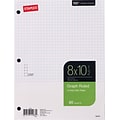 Staples Graph Ruled Filler Paper, 8 x 10-1/2, 80 sheets, 24/Pack