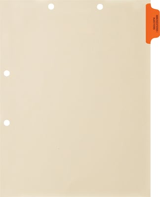 Medical Arts Press® Position 1 Colored Side-Tab Chart Dividers, Immunization/Injections, Orange