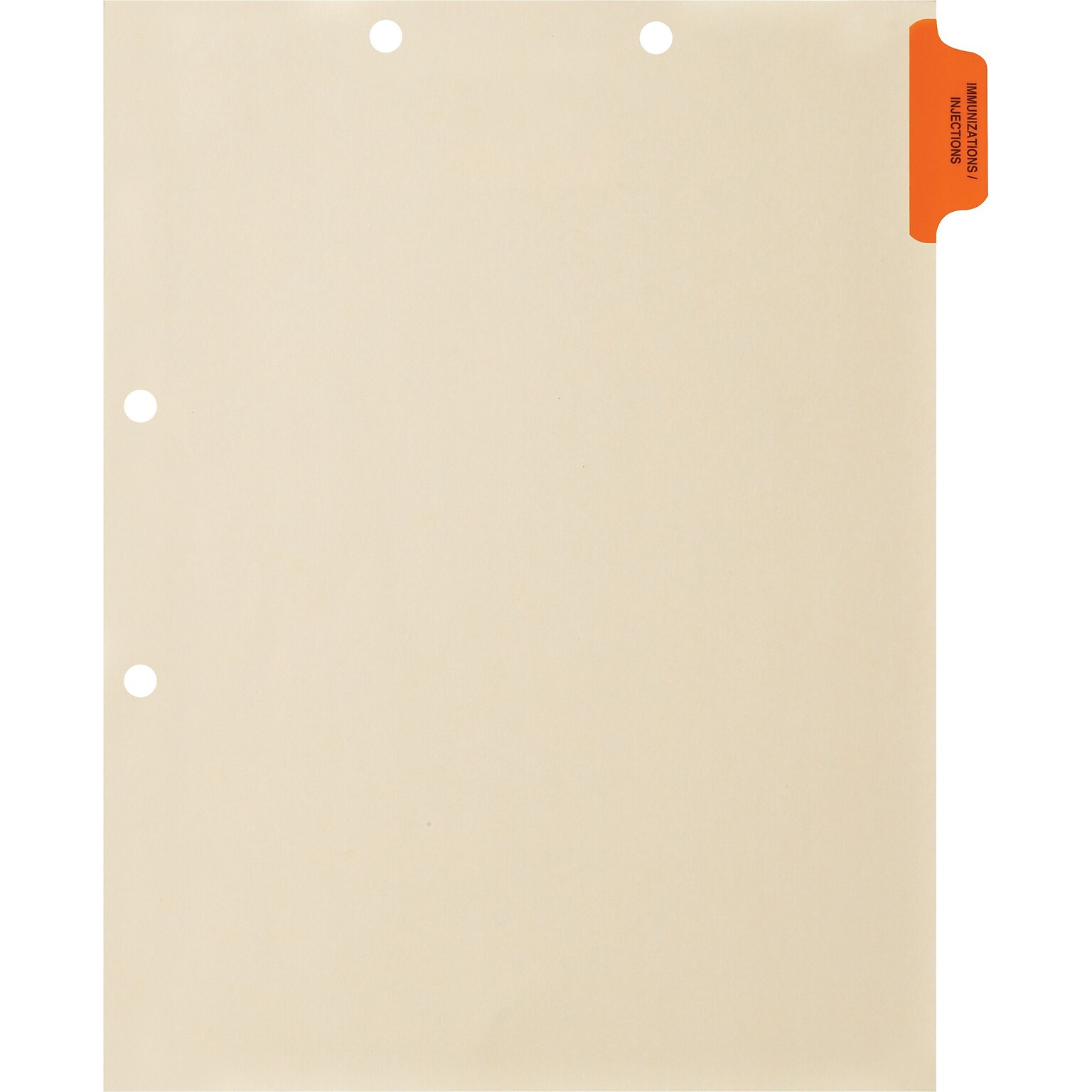 Medical Arts Press® Position 1 Colored Side-Tab Chart Dividers, Immunization/Injections, Orange