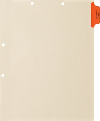 Medical Arts Press® Position 1 Colored Side-Tab Chart Dividers, Pap & Colposcopy, Orange