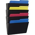 Storex Snap & Stack Eco-Friendly Wall File, Letter Size, Black, 4/Pack (70222U01C)
