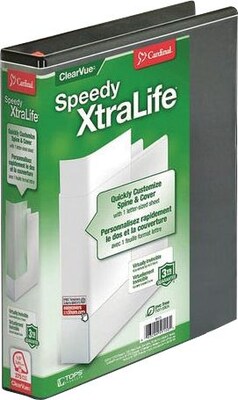 Cardinal Speedy XtraLife Slant-D Ring Binder, Black, 1.5 Binder Capacity