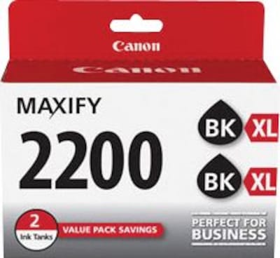 Canon 2200 XL, Black High Yield Ink Cartridge, 2/Pack (9255B006)